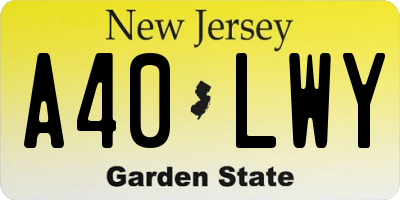 NJ license plate A40LWY