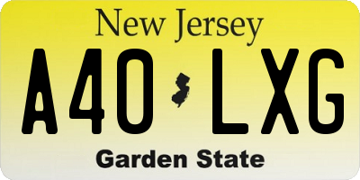 NJ license plate A40LXG