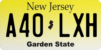 NJ license plate A40LXH
