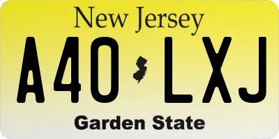 NJ license plate A40LXJ
