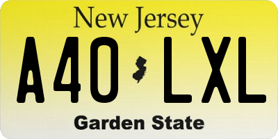 NJ license plate A40LXL