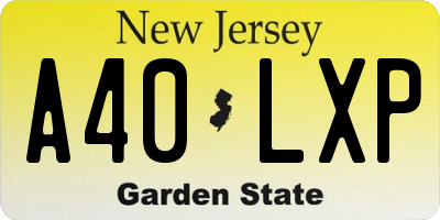 NJ license plate A40LXP