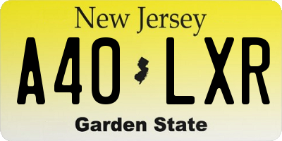 NJ license plate A40LXR