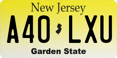 NJ license plate A40LXU