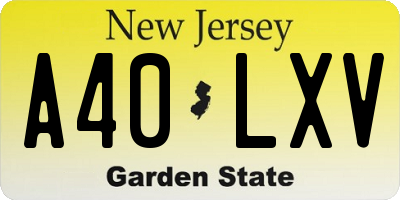 NJ license plate A40LXV