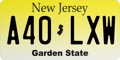 NJ license plate A40LXW