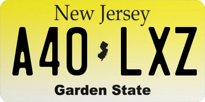 NJ license plate A40LXZ