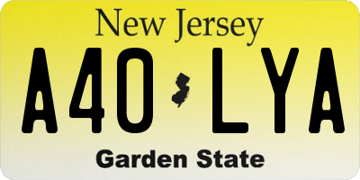 NJ license plate A40LYA