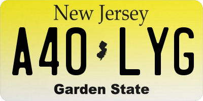 NJ license plate A40LYG