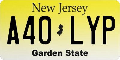 NJ license plate A40LYP