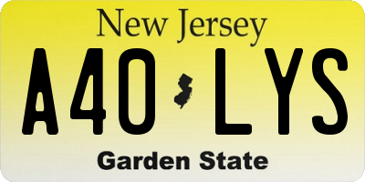 NJ license plate A40LYS