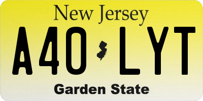 NJ license plate A40LYT