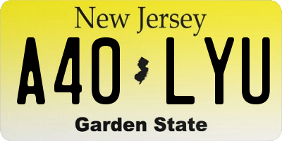 NJ license plate A40LYU