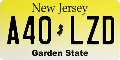NJ license plate A40LZD