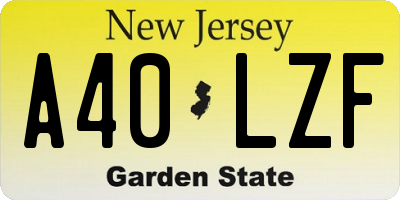 NJ license plate A40LZF