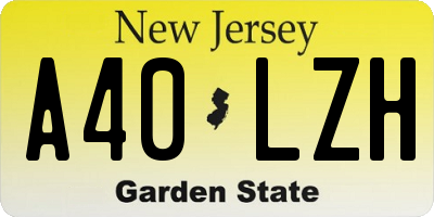 NJ license plate A40LZH