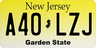 NJ license plate A40LZJ