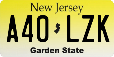 NJ license plate A40LZK
