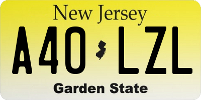 NJ license plate A40LZL