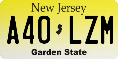 NJ license plate A40LZM