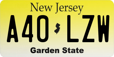 NJ license plate A40LZW
