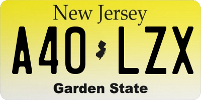 NJ license plate A40LZX