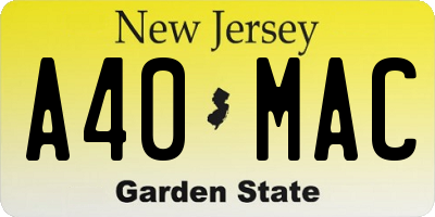 NJ license plate A40MAC