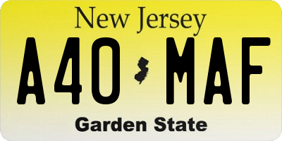 NJ license plate A40MAF