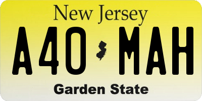 NJ license plate A40MAH