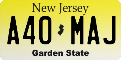 NJ license plate A40MAJ