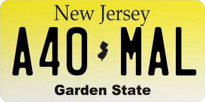 NJ license plate A40MAL