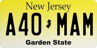 NJ license plate A40MAM