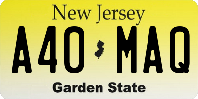 NJ license plate A40MAQ
