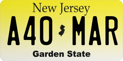 NJ license plate A40MAR
