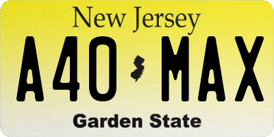 NJ license plate A40MAX