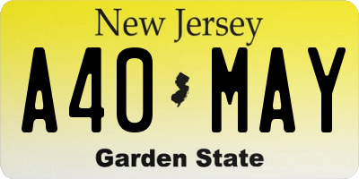 NJ license plate A40MAY