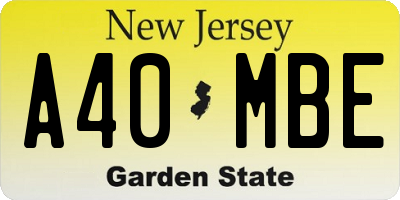 NJ license plate A40MBE