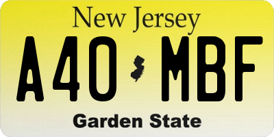 NJ license plate A40MBF