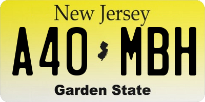 NJ license plate A40MBH