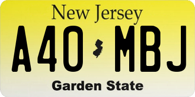 NJ license plate A40MBJ