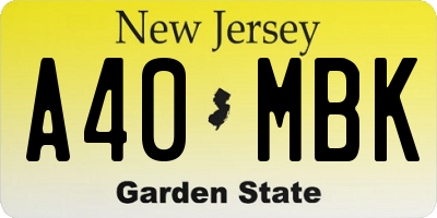 NJ license plate A40MBK