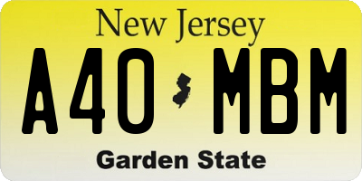 NJ license plate A40MBM