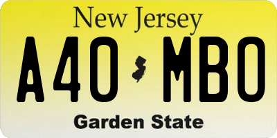 NJ license plate A40MBO