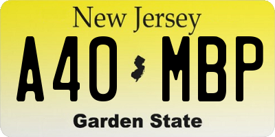 NJ license plate A40MBP