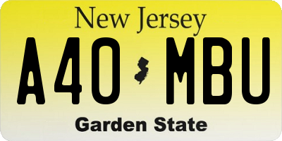 NJ license plate A40MBU