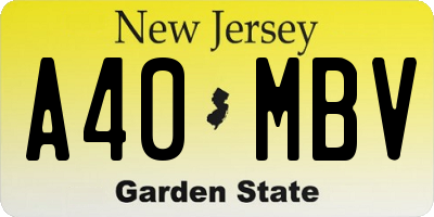NJ license plate A40MBV