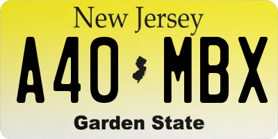 NJ license plate A40MBX