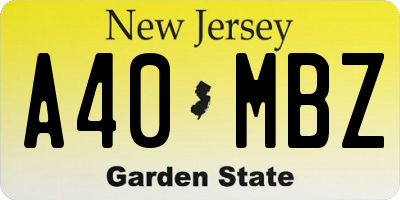 NJ license plate A40MBZ