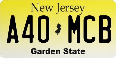 NJ license plate A40MCB