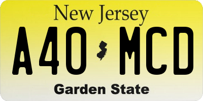 NJ license plate A40MCD